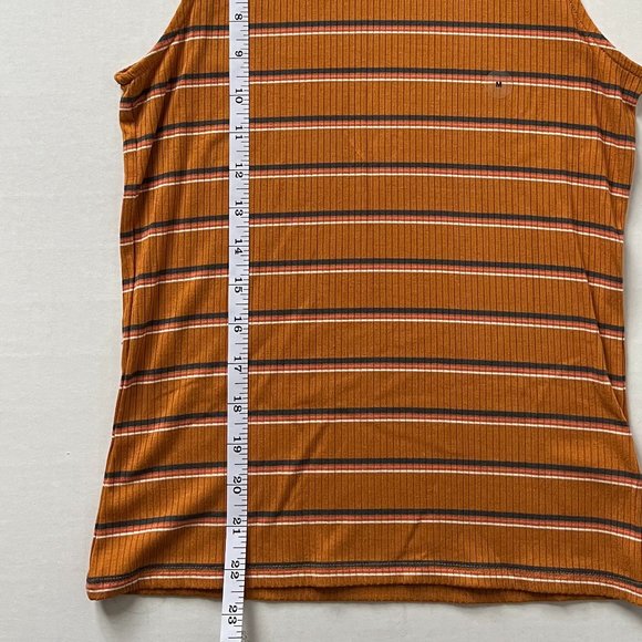 Aeropostale Sleeveless Striped  Tank Top, Mock Neck, Orange, Medium - Picture 3 of 5